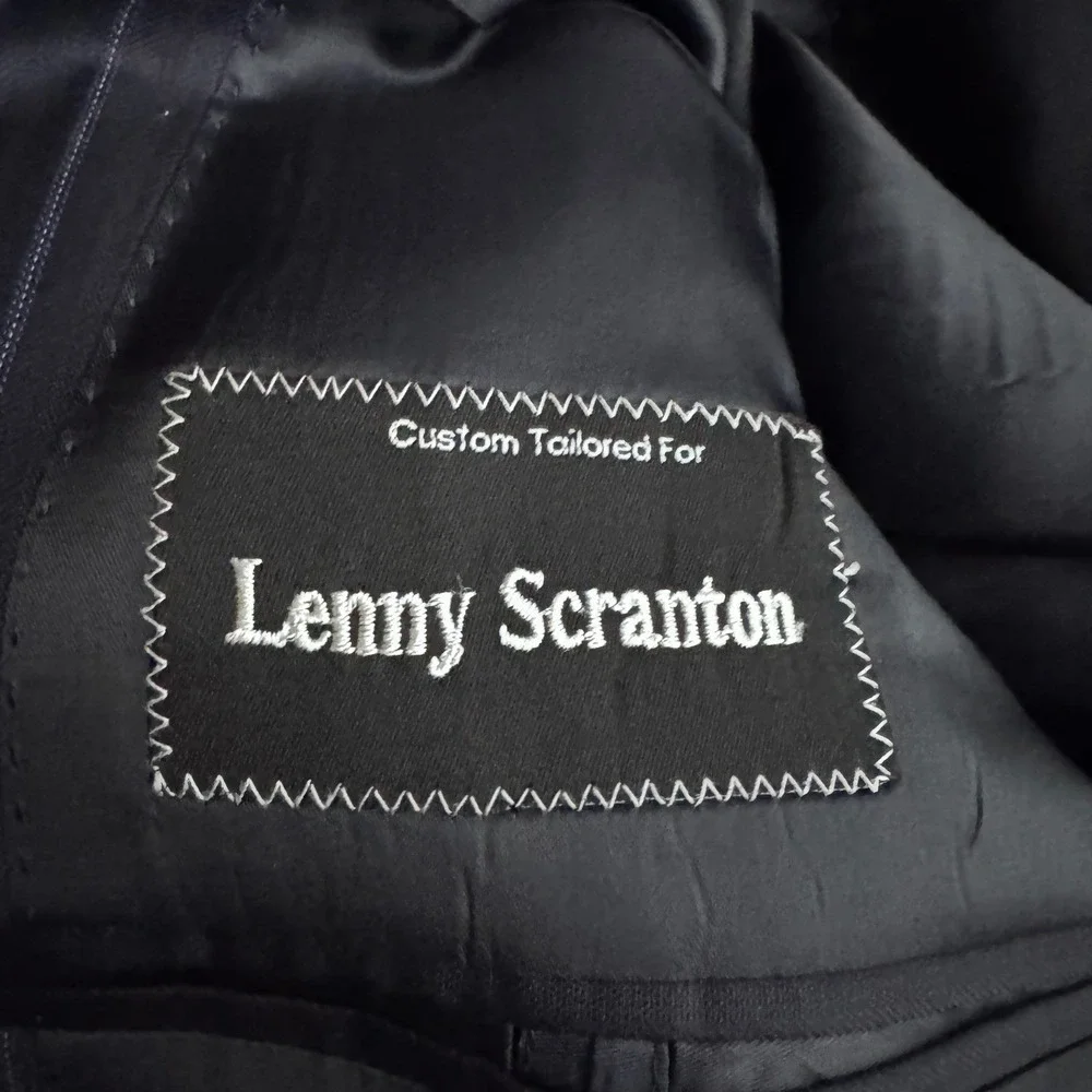 Lenny Scranton Suit Mens 44R 38x29 Navy Blue Pinstripe‎ Wool 2-Button